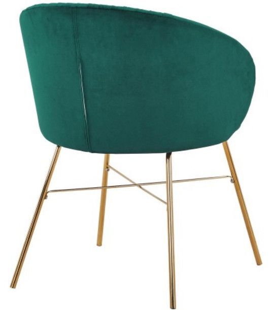 Chaise avec accoudoirs velours vert et pieds métal doré Drag - Photo n°4