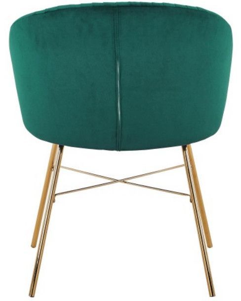 Chaise avec accoudoirs velours vert et pieds métal doré Drag - Photo n°5