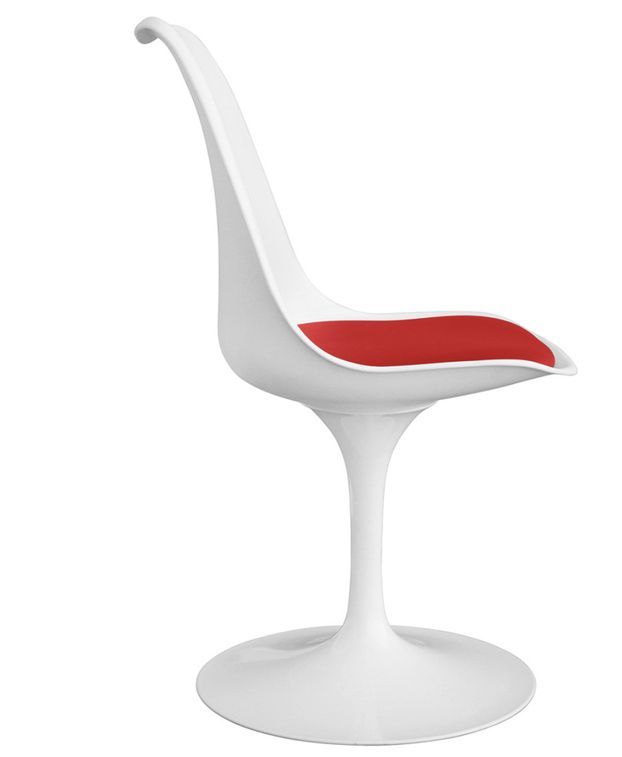 Chaise blanche pivotante avec coussin simili cuir Tulipa - Photo n°3