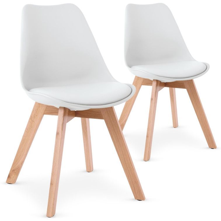Chaise blanche style scandinave Orna - Lot de 2 - Photo n°1
