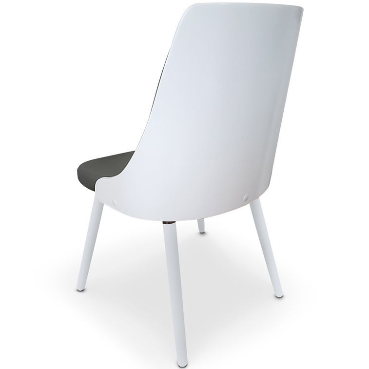 Chaise bois blanc et assise simili gris Pako - Lot de 2 - Photo n°3