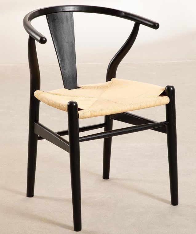 Chaise bois massif d'orme noir et corde naturelle Kaylo - Photo n°1