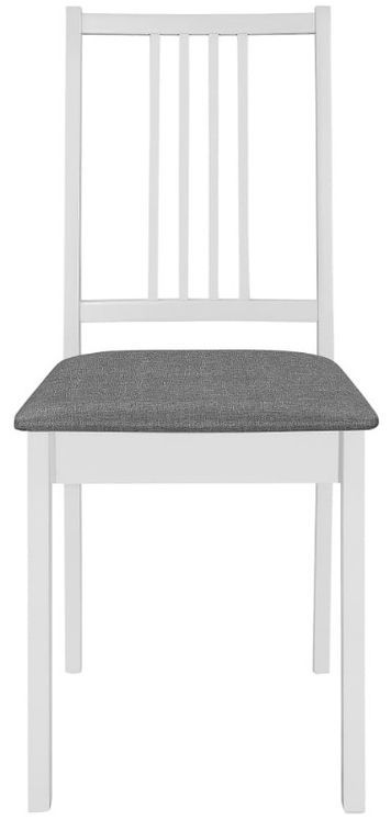 Chaise caoutchouc massif blanc et tissu gris Vil - Lot de 4 - Photo n°3
