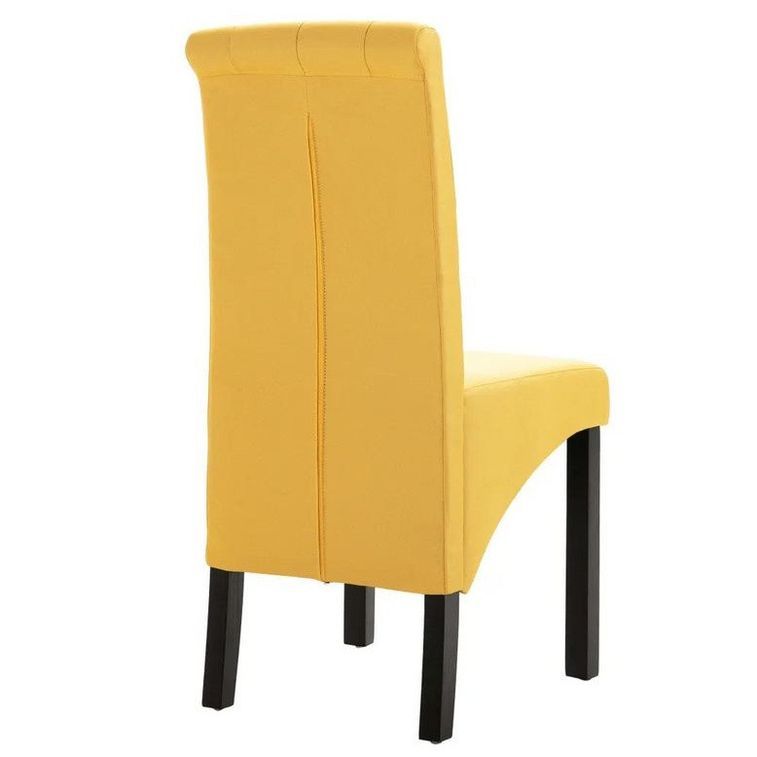 Chaise capitonnée tissu jaune et bois noir Neta - Lot de 2 - Photo n°4