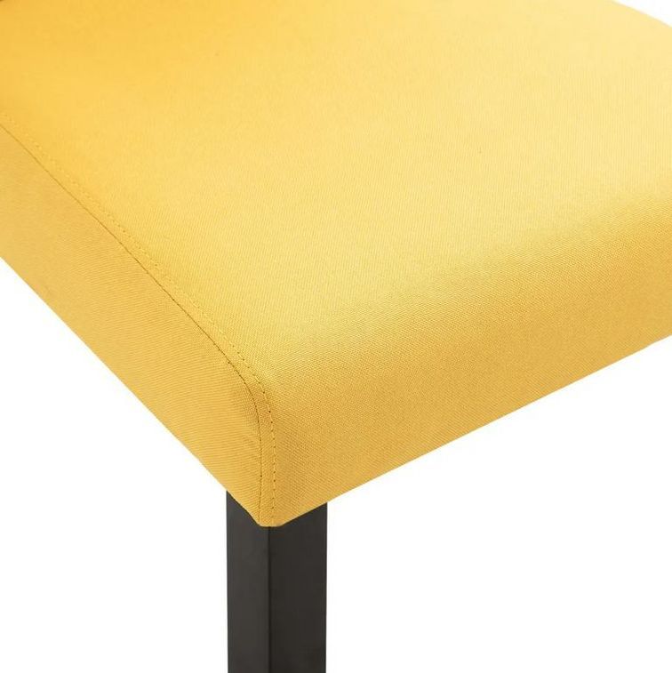 Chaise capitonnée tissu jaune et pieds bois noir Billa - Lot de 2 - Photo n°6
