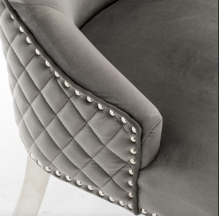 Lot de chaises ANNEAU matelassée et cloutée Chrome velours main image 1