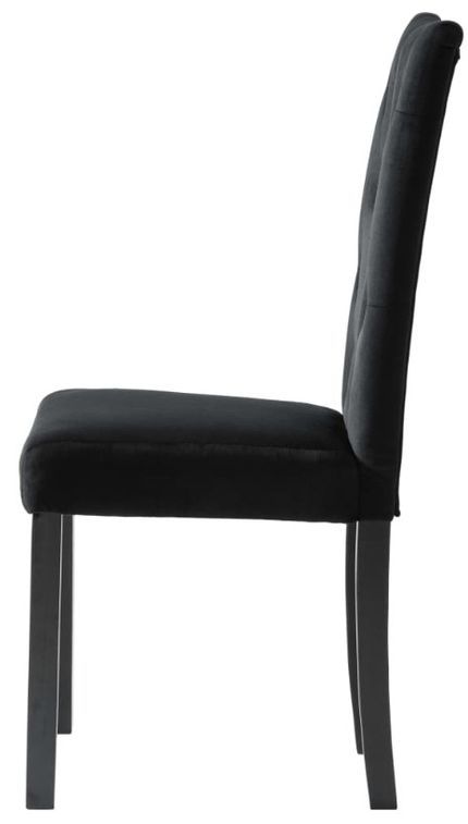 Chaise capitonnée velours noir et pieds bois noir Karmen - lot de 2 - Photo n°4