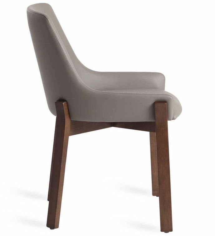 Chaise contemporaine bois frêne et simili cuir Sylva - Lot de 2 - Photo n°5