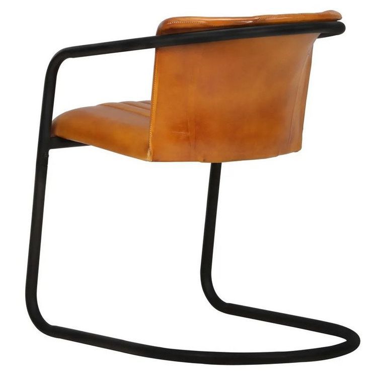 Chaise cuir marron camel et pieds métal noir Joyn - Lot de 2 - Photo n°4