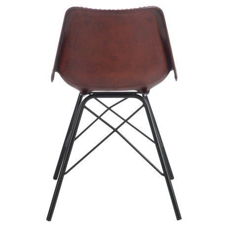 Chaise cuir marron et pieds métal noir Veeda L 46 cm - Photo n°4