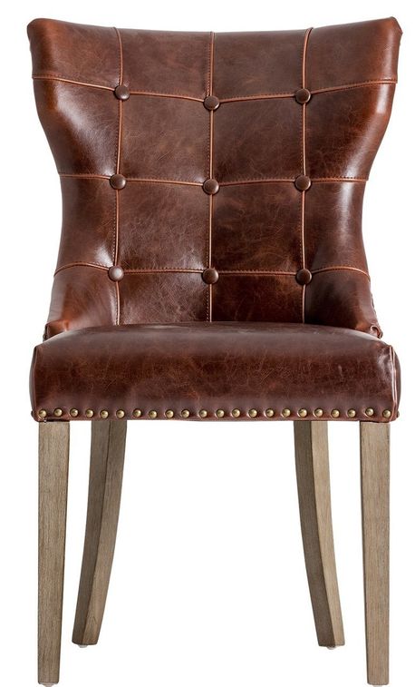 Chaise cuir marron et pieds pin massif clair Trya - Lot de 2 - Photo n°2
