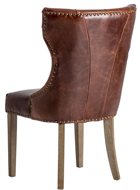 Chaise cuir marron et pieds pin massif clair Trya - Lot de 2 - Photo n°3
