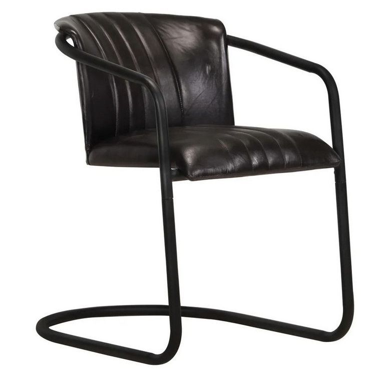 Chaise cuir noir et pieds métal noir Joyn - Lot de 2 - Photo n°1