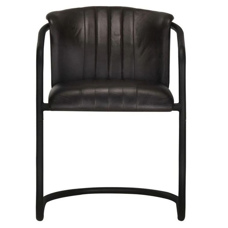 Chaise cuir noir et pieds métal noir Joyn - Lot de 2 - Photo n°2