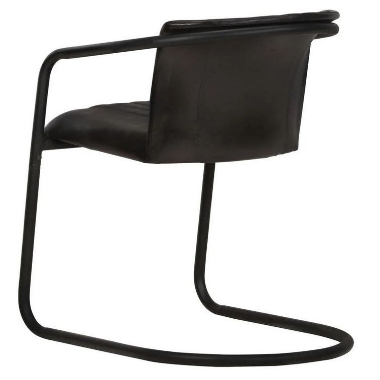 Chaise cuir noir et pieds métal noir Joyn - Lot de 4 - Photo n°4