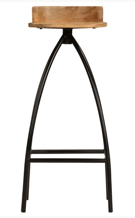 chaise de bar manguier massif clair et pieds métal noir Ive - Lot de 2 - Photo n°3