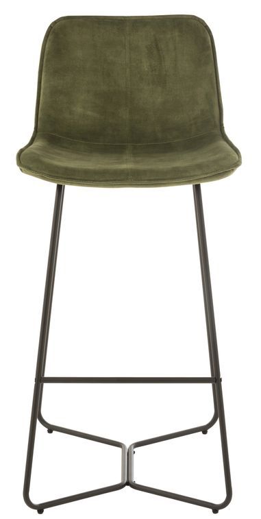 Chaise de bar métal et tissu doux vert Laurel 76.6 cm - Photo n°2