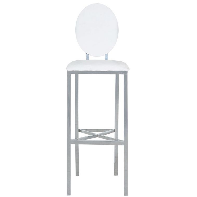 Chaise de bar simili blanc et métal argenté Sandra - Lot de 2 - Photo n°3