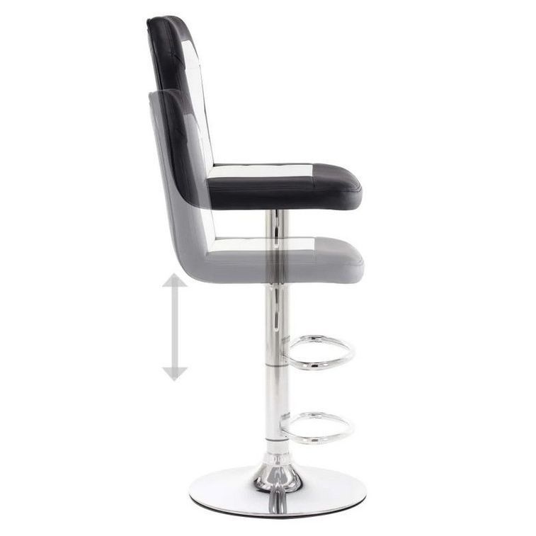Chaise de bar simili cuir noir et blanc pied métal chromé Kix - Photo n°3