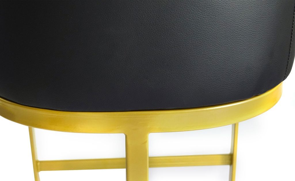 Chaise de bar simili cuir noir et pieds métal doré Nolan - Photo n°5