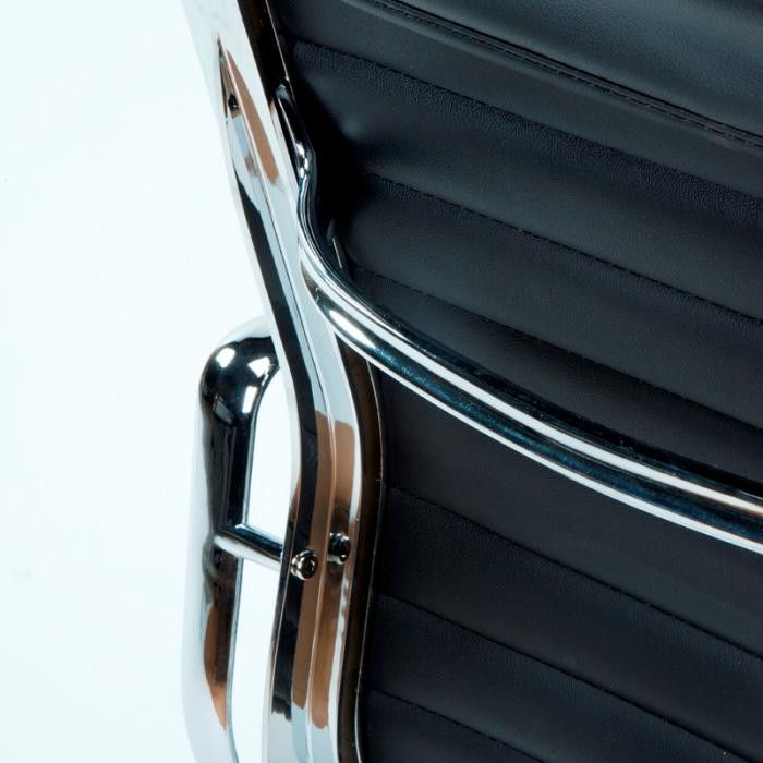 Chaise de bureau avec accoudoirs cuir noir et métal chromé Italo 107 - Photo n°3