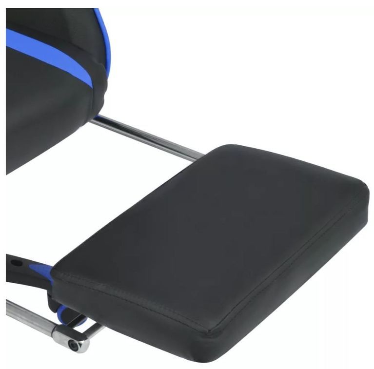 Chaise de bureau avec accoudoirs et repose pieds similicuir bleu et noir Fergia - Photo n°5