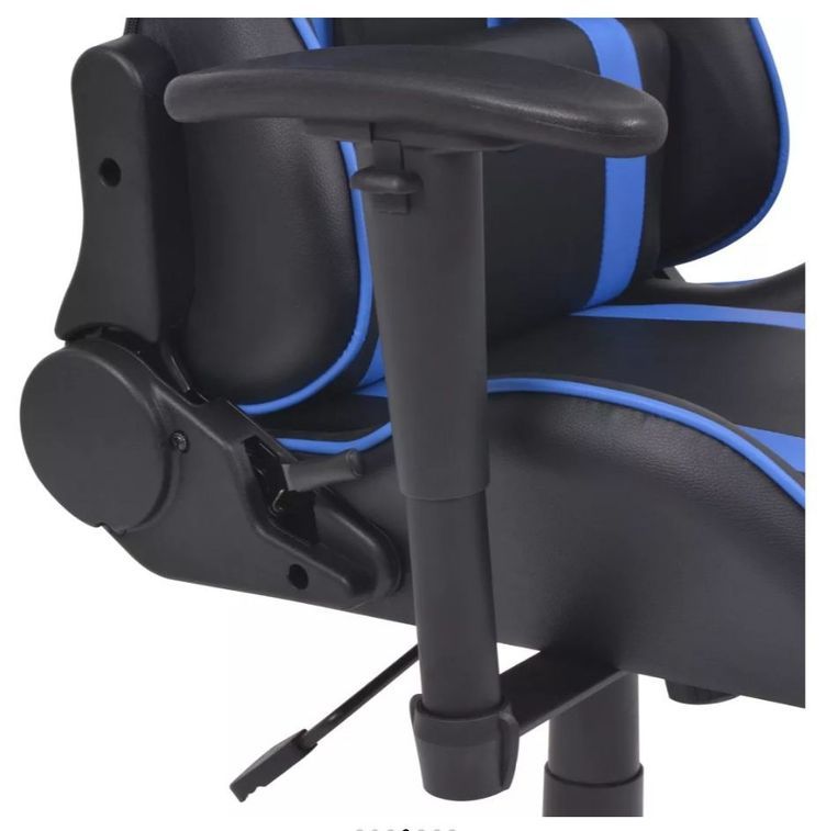 Chaise de bureau avec accoudoirs et repose pieds similicuir bleu et noir Fergia - Photo n°6