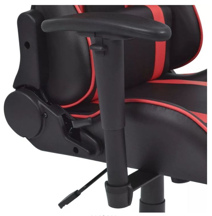 Chaise de bureau avec accoudoirs et repose pieds similicuir rouge et noir Fergia 2 - Photo n°6