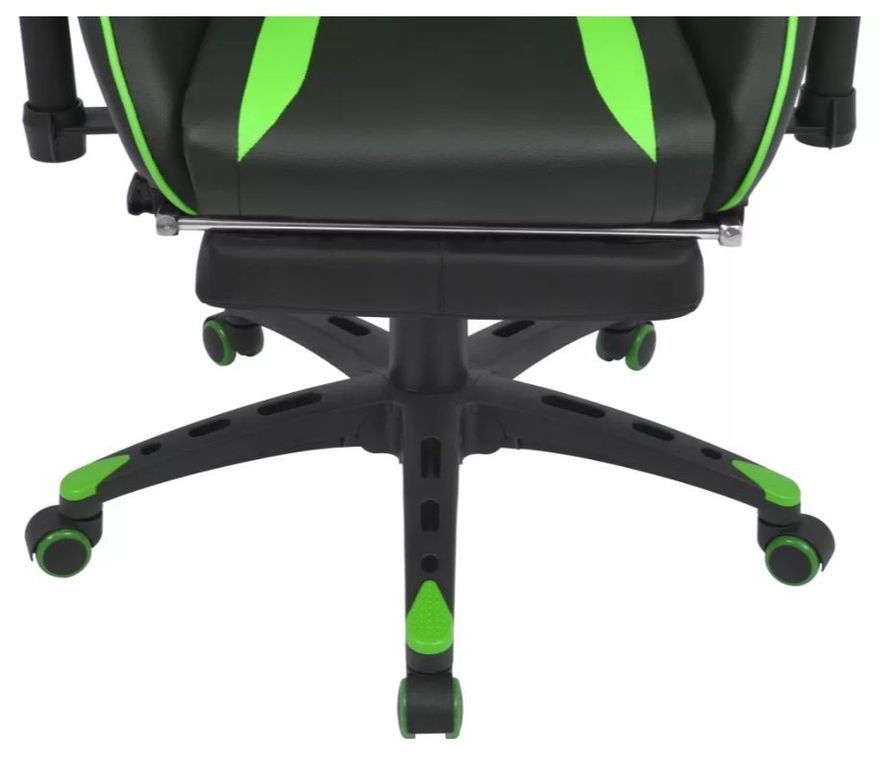 Chaise de bureau avec accoudoirs et repose pieds similicuir vert et noir Fergia 2 - Photo n°4