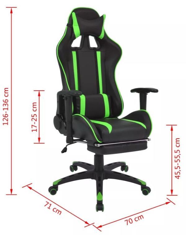 Chaise de bureau avec accoudoirs et repose pieds similicuir vert et noir Fergia 2 - Photo n°7