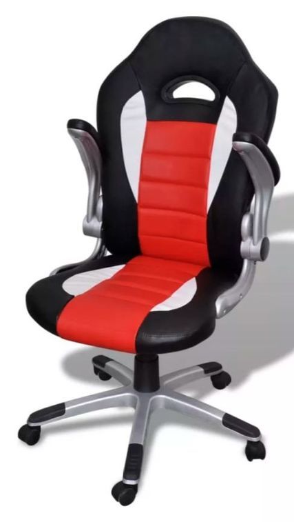 Chaise de bureau avec accoudoirs similicuir et métal multicolore Raylan 2 - Photo n°4