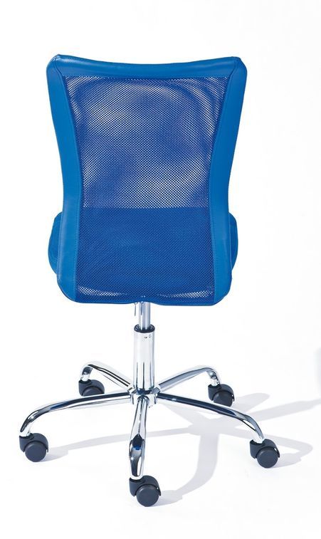 Chaise de bureau bleu et pieds métal chromé Kelly - Photo n°2