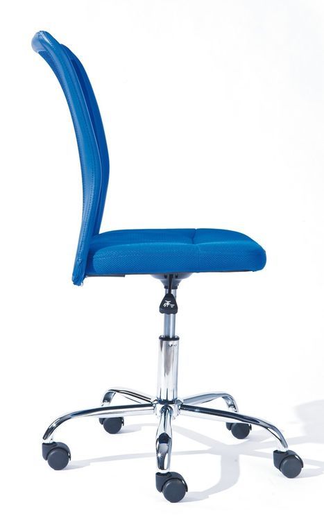 Chaise de bureau bleu et pieds métal chromé Kelly - Photo n°4