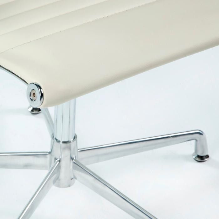 Chaise de bureau cuir blanc et pieds métal chromé Italo - Photo n°3