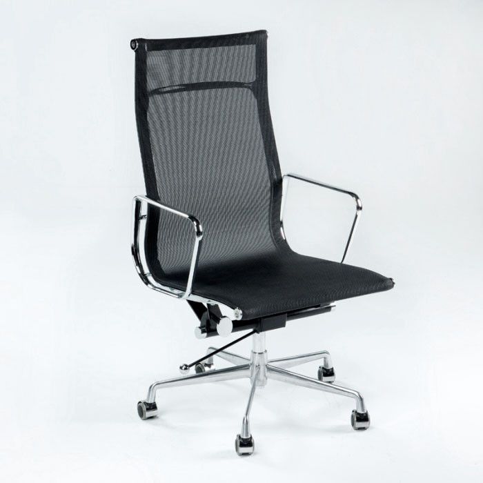Chaise de bureau maille noire et métal chromé Azur H 107 cm - Photo n°1