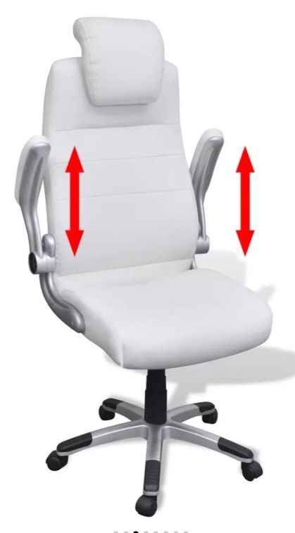 Chaise de bureau pivotante avec accoudoirs similicuir blanc Mikane - Photo n°3