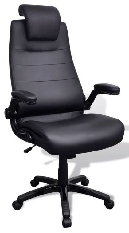 Chaise de bureau pivotante avec accoudoirs similicuir noir Mikane - Photo n°1