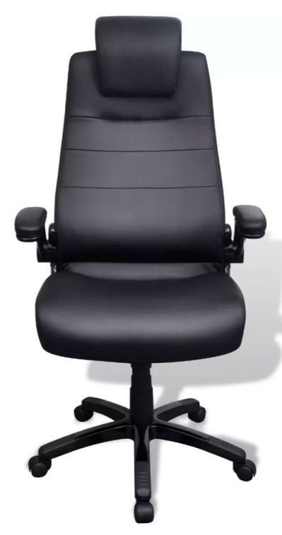 Chaise de bureau pivotante avec accoudoirs similicuir noir Mikane - Photo n°2