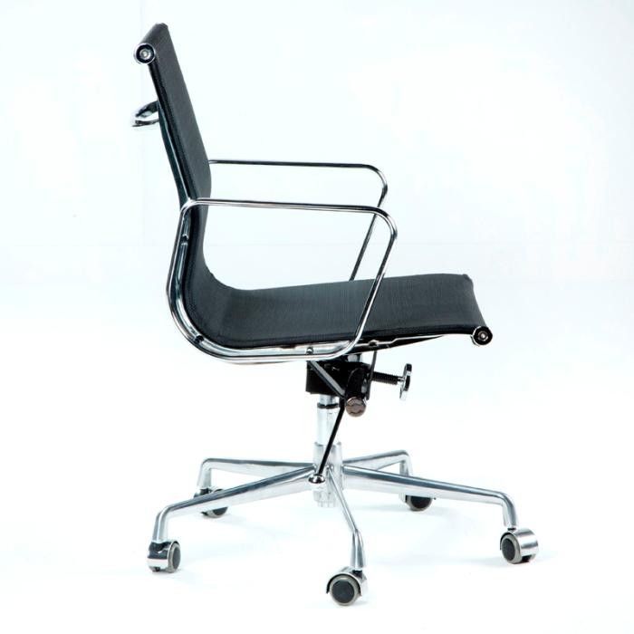 Chaise de bureau réglable maille noir et métal chromé Azur - Photo n°2