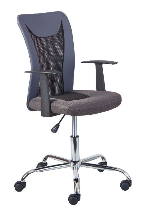 Chaise de bureau réglable simili cuir gris et noir Roll - Photo n°1