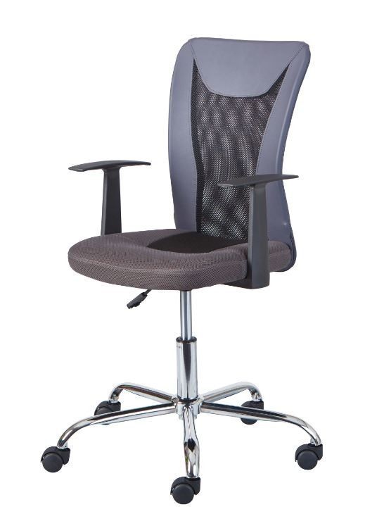 Chaise de bureau réglable simili cuir gris et noir Roll - Photo n°4