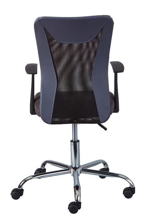 Chaise de bureau réglable simili cuir gris et noir Roll - Photo n°5