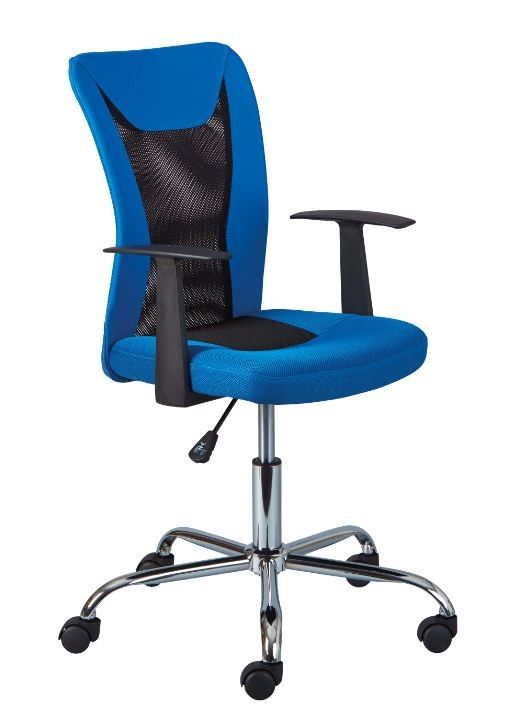 Chaise de bureau réglable simili cuir noir et bleu Roll - Photo n°1