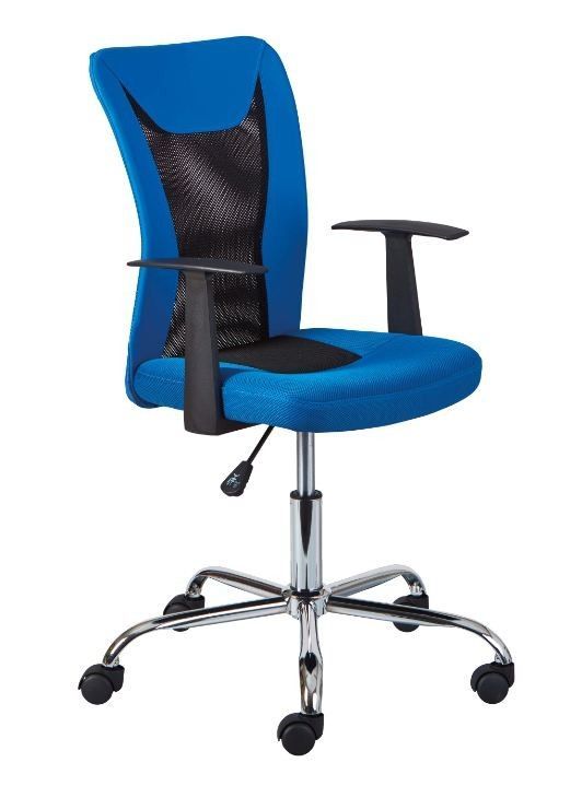 Chaise de bureau réglable simili cuir noir et bleu Roll - Photo n°2