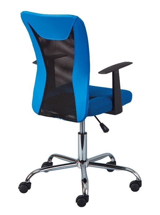 Chaise de bureau réglable simili cuir noir et bleu Roll - Photo n°4