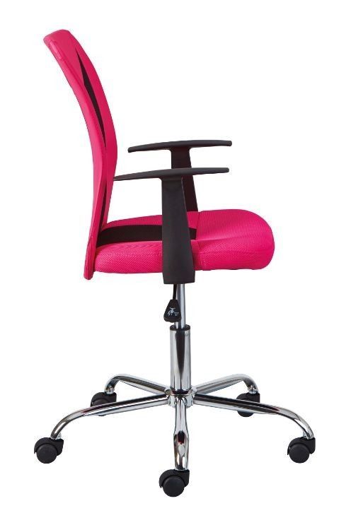 Chaise de bureau réglable simili cuir rose et noir Roll - Photo n°2