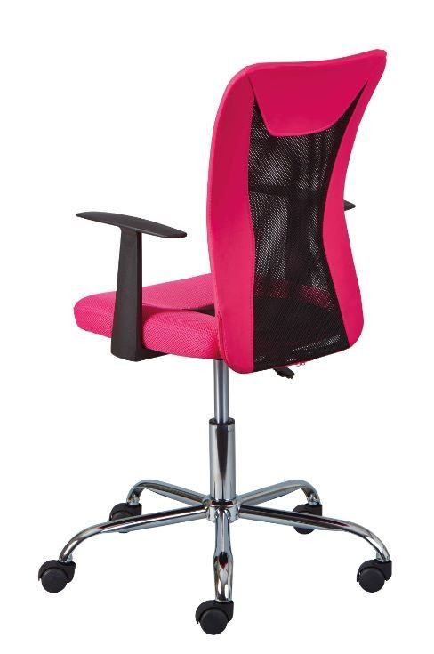 Chaise de bureau réglable simili cuir rose et noir Roll - Photo n°5