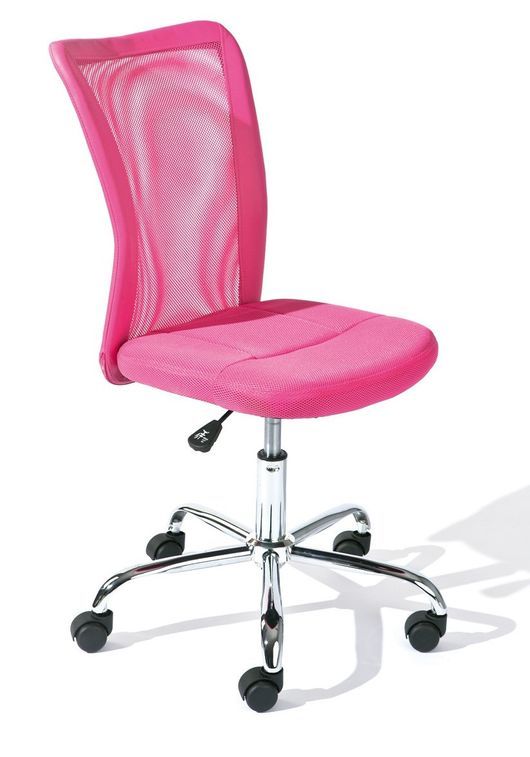 Chaise de bureau rose et pieds métal chromé Kelly - Photo n°1