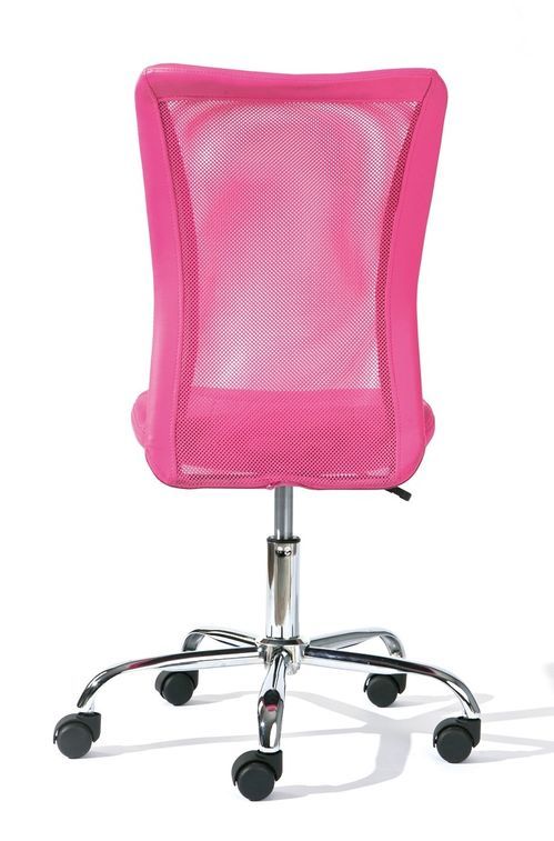 Chaise de bureau rose et pieds métal chromé Kelly - Photo n°3