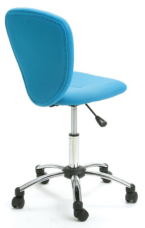 Chaise de bureau tissu bleu et pieds métal chromé Pezzi - Photo n°2